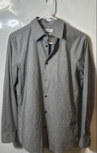 Load image into Gallery viewer, Calvin Klein Mens Gray Plaid Slim Fit Long Sleeve Button-Up Shirt SIze XS

