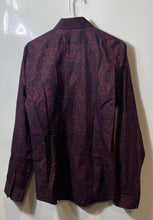 Load image into Gallery viewer, Express Mens Purple Floral Print Cotton Extra Slim Fit Dress Shirt Sz M 15-15.5
