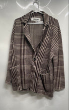 Load image into Gallery viewer, Zara Womens Brown Houndstooth Long Sleeve Button Front Blazer Jacket Size S
