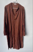 Load image into Gallery viewer, Fabindia Womens Brown Striped Long Sleeve Split Neck Shift Dress Size 40
