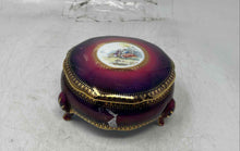 Load image into Gallery viewer, Multicolor Printed Round Shape Tri-Footed Vanity Jewelry Box With Lid
