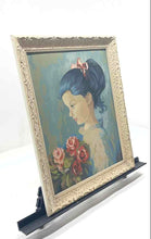 Load image into Gallery viewer, Paint The Numbers Style Painting From The 70s Depicting A Girl With Flowers
