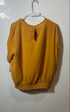 Load image into Gallery viewer, Michael Kors Womens Mustard Yellow Smocked Round Neck Blouse Top Size XL
