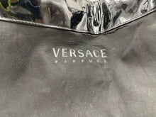 Load image into Gallery viewer, Versace Parfums Womens Black Patent Leather Trim Shoulder Hobo Purse Damaged
