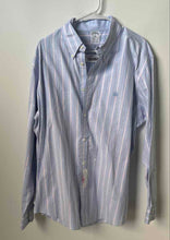 Load image into Gallery viewer, Brooks Brothers Mens Blue Striped Long Sleeve Regent Fit Button-Up Shirt Size XL
