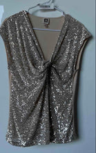 Load image into Gallery viewer, Anne Klein Womens Gray Silver Glitter Sequin Sleeveless Blouse Top Size Medium
