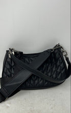 Load image into Gallery viewer, Steve Madden Womens Elodie Black Quilted Faux Leather Zip Top Crossbody Bag
