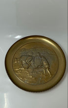 Load image into Gallery viewer, Antique Farmer Plowing A Field Scene Relief Brass-Tone Wall Hanging Plate
