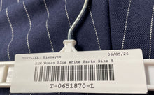 Load image into Gallery viewer, Divided By H&amp;M Womens Blue White Pinstripe Flat Front Wide-Leg Dress Pants Sz 8

