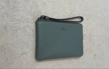Load image into Gallery viewer, Coach Womens Light Blue Leather Logo Inner Pocket Zipper Wristlet Wallet
