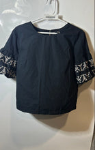 Load image into Gallery viewer, Banana Republic Womens Black White Short Sleeve Keyhole Back Blouse Top Size XS
