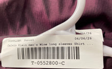 Load image into Gallery viewer, Calvin Klein Mens Wine Long Sleeve Collared Slim-Fit Dress Shirt Size 17 34/35
