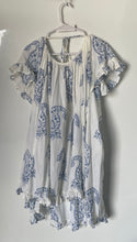 Load image into Gallery viewer, Zen Ethic Womens White Blue Paisley Scoop Neck Short Sleeve Mini Dress Size TU
