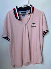 Load image into Gallery viewer, Tommy Hilfiger Mens Pink Short Sleeve Button Front Collared Polo Shirt Size L
