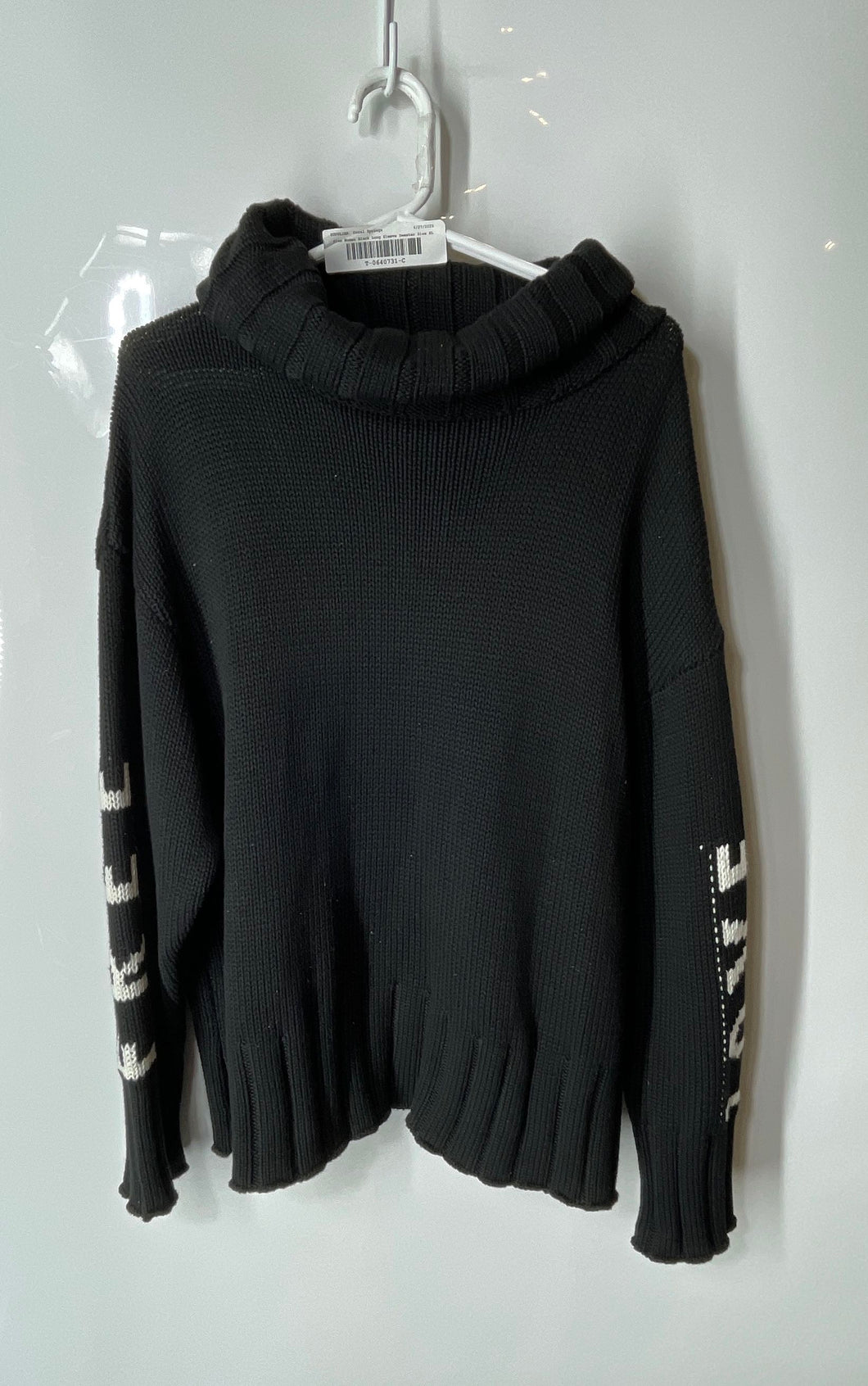 Elan Womens Black Free Love Knit Long Sleeve Turtleneck Pullover Sweater Size XL