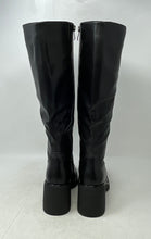 Load image into Gallery viewer, Unbranded Womens Black Faux Leather Square Toe Block Heel Knee High Boots Size 8

