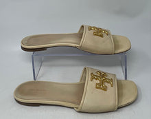 Load image into Gallery viewer, Authentic Tory Burch Womens Cream Leather Slide Sandals Size 8.5M Damaged
