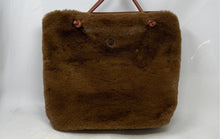 Load image into Gallery viewer, Martinak Womens Brown Fuzzy Faux Fur Top Zip Double Handle Tote Bag
