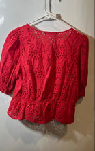 Load image into Gallery viewer, Marc New York Womens Red Perforated 3/4 Sleeve Blouse Top Size Small
