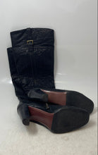 Load image into Gallery viewer, Charles David Womens Black Leather Side Zip Block Heel Knee High Boots Size 8
