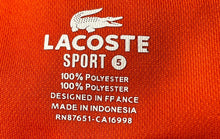 Load image into Gallery viewer, Lacoste Mens Orange Crew Neck Short Sleeve Pullover Sports T-Shirt Size 5
