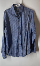 Load image into Gallery viewer, Express Mens Blue Printed Long Sleeve Collared Dress Shirt Size Large
