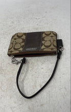 Load image into Gallery viewer, Coach Womens Beige Signature Print Corner Zip Mini Wristlet Wallet
