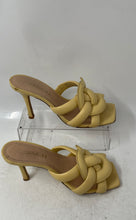 Load image into Gallery viewer, Coach Womens Kellie Cream Leather High Stiletto Heel Slide Sandals Size 6.5
