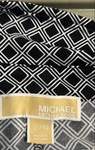 Load image into Gallery viewer, Michael Kors Womens Black White Geometric Print Ruched Shirt Dress Size XL
