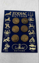 Load image into Gallery viewer, La Mode Gold Metal Round Astrology Signs Sewing Craft Zodiac Buttons Set Of 6
