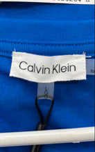 Load image into Gallery viewer, Calvin Klein Womens Blue Ruffle Sleeve Round Neck Blouse Top Size Large
