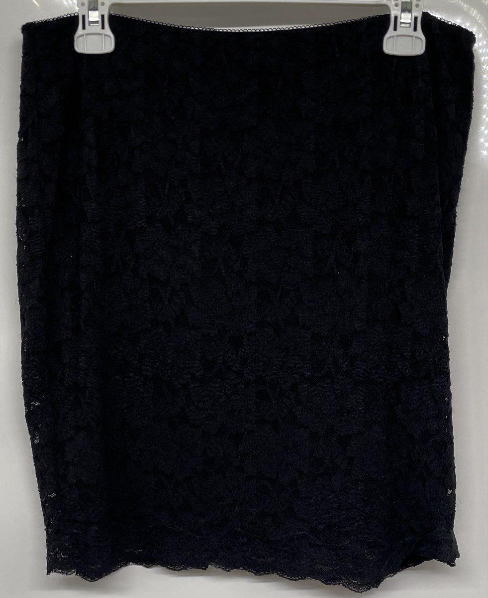 Express Womens Black Lace Stretch Flat Front Back-Zip Mini Skirt Size 12