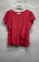 Load image into Gallery viewer, Arturo Calle Womens Red Short Ruffle Sleeve Crew Neck Pullover T-Shirt Size L
