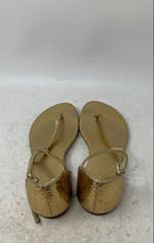 Load image into Gallery viewer, Michael Kors Womens Kristen Gold-Tone Snakeskin Embossed Thong Sandals Size 8.5M
