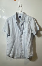Load image into Gallery viewer, J.Crew Mens Blue White Leaf Print Linen Cotton Short Sleeve Button-Up Shirt Sz S
