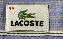 Load image into Gallery viewer, Lacoste Mens Blue Striped Short Sleeve Spread Collar Button-Up Shirt Size 44
