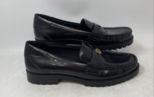 Load image into Gallery viewer, Zara Womens Black Leather Slip-On Round Toe Penny Loafer Shoes Size 41
