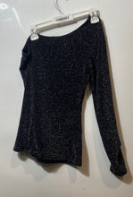 Load image into Gallery viewer, Guess Womens Black Sparkle Long Sleeve One-Shoulder Blouse Top Size Medium
