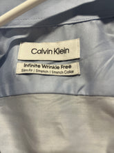 Load image into Gallery viewer, Calvin Klein Mens Light Blue Slim Fit Stretch Long Sleeve Collared Dress Shirt L
