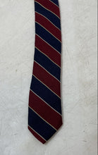 Load image into Gallery viewer, Paris Mens Burgundy Blue Printed Keeper Loop Adjustable Pointed Tie
