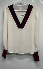 Load image into Gallery viewer, Express Womens Off White Multicolor V-Neck Long Sleeve Blouse Top Size XS

