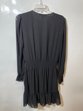 Load image into Gallery viewer, Michael Kors Womens Black Long Sleeve Smocked Waist Fit &amp; Flare Dress Size M
