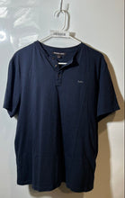 Load image into Gallery viewer, Michael Kors Mens Blue Henley Neck Short Sleeve Pullover T-Shirt Size Large
