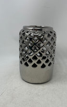 Load image into Gallery viewer, Silver-Tone Geometric Cut-Out Round Edge Tabletop Decorative Vase
