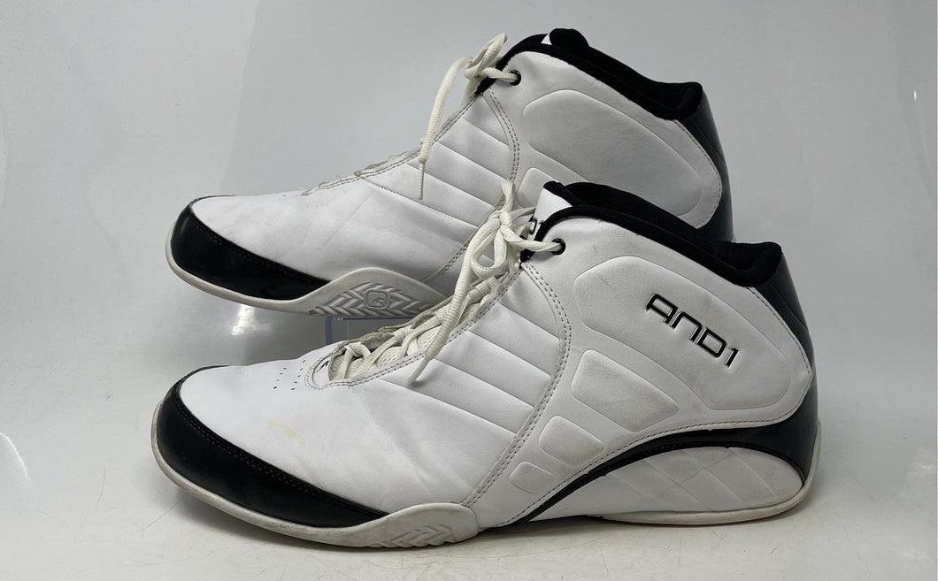 And1 Mens Rocket 3.0 Mid White Black Lace-Up Sneakers Shoes Size 18