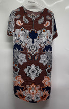 Load image into Gallery viewer, Express Womens Multicolor Paisley Print Short Sleeve Back Zip Shift Dress Size M
