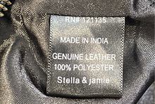 Load image into Gallery viewer, Stella &amp; Jamie Womens Black Leather Long Sleeve Full-Zip Biker Jacket Size Small
