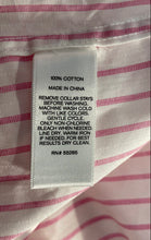 Load image into Gallery viewer, Express Mens White Pink Striped Long Sleeve Collared Fitted Dress Shirt Size M

