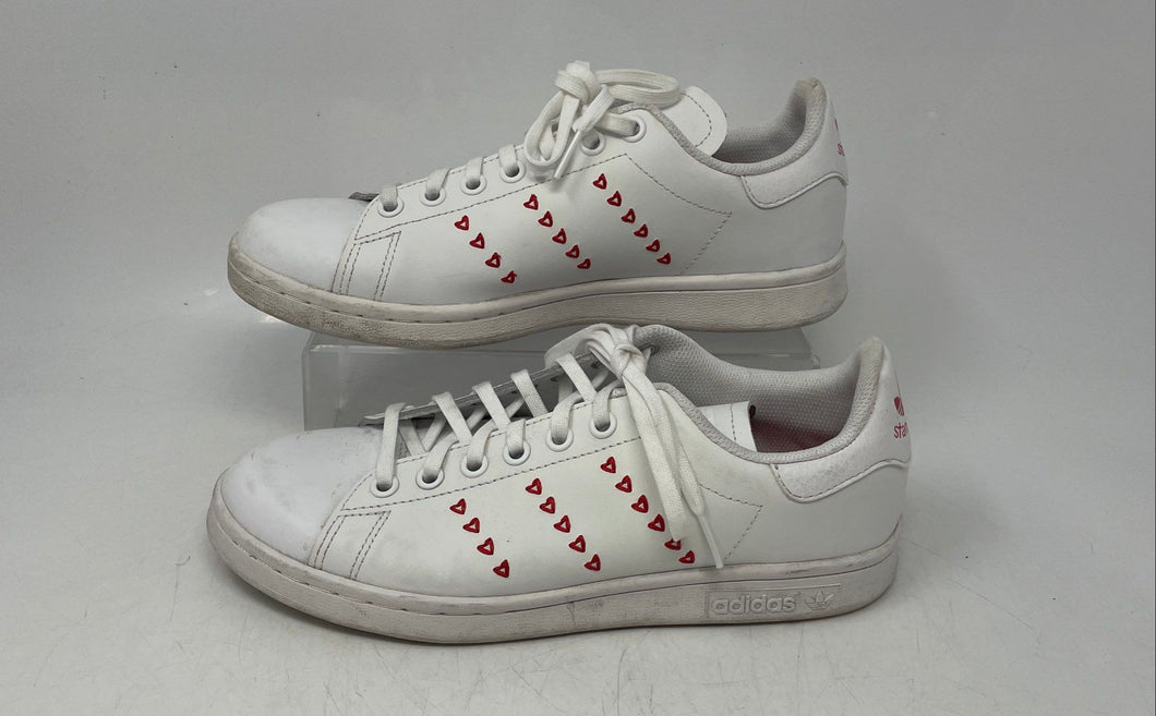 Adidas Kids Stan Smith EG6495 White Red Lace-Up Sneaker Shoes Size 5.5