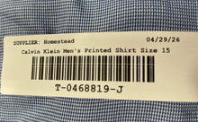 Load image into Gallery viewer, Calvin Klein Mens Blue Printed Superfine Cotton Slim Fit Dress Shirt Size 15
